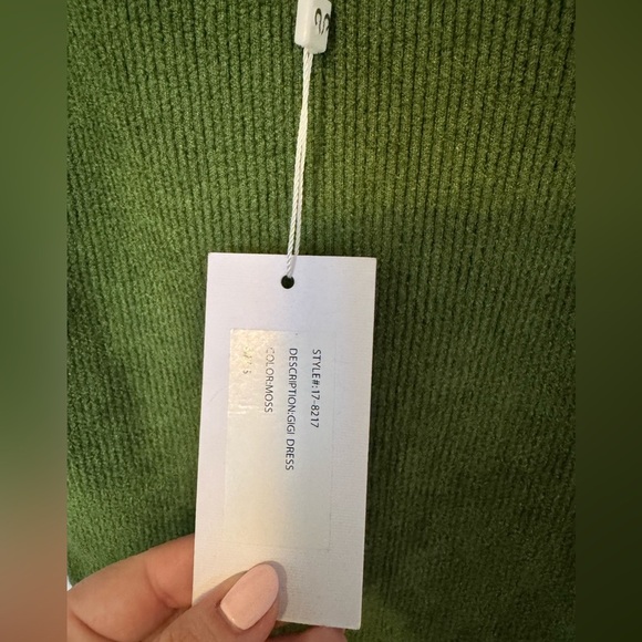 NEW Torn Ronny Kobo Gigi Dress Ribbed Knit Stretch Midi Small Moss Green NWT - Picture 8 of 9